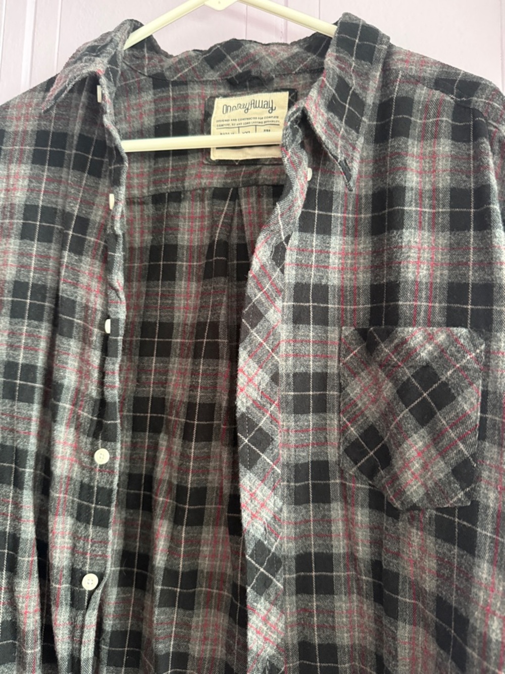Men's Plaid Button-Down Shirt in Gray and Black
